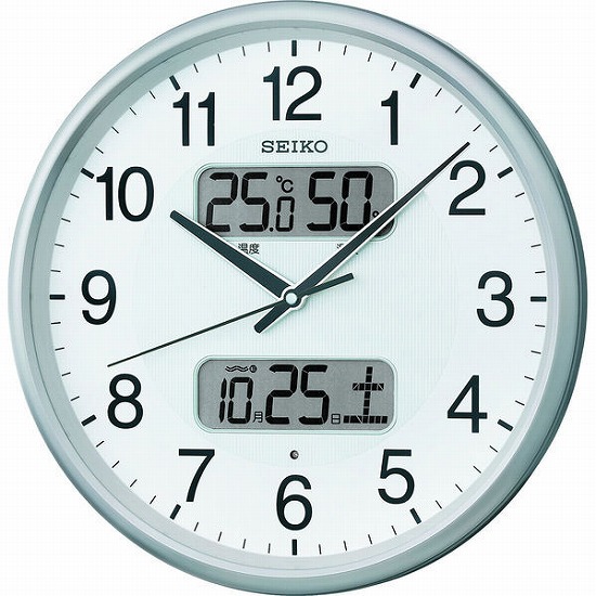 セイコー カレンダー・温度・湿度計付電波掛時計