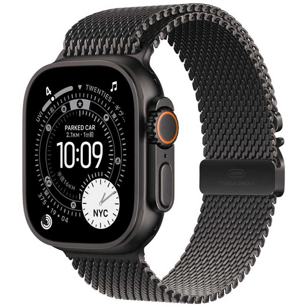 Apple Watch Ultra 3(GPS ＋Cellularモデル)- 49mmブラックチタニウムケースとブラックチタニウムミラネーゼ